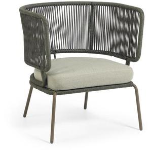 Kave Home - Nadin Sessel aus grÃ¼nem Seil und Beinen aus verzinktem Stahl