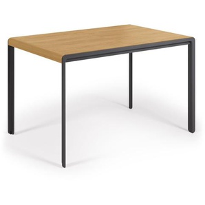 Kave Home - Nadyria ausziehbarer Tisch mit Eichenfurnier und schwarzen Stahlbeinen 120 (160) x 80 cm