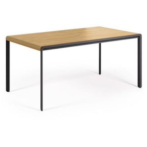 Kave Home - Nadyria ausziehbarer Tisch mit Eichenfurnier und schwarzen Stahlbeinen 160 (200) x 90 cm