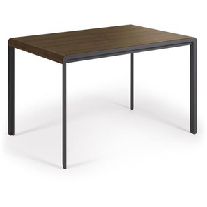 Kave Home - Nadyria ausziehbarer Tisch mit Walnussfurnier und schwarzen Stahlbeinen 120 (160) x 80 cm
