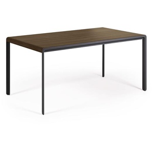 Kave Home - Nadyria ausziehbarer Tisch mit Walnussfurnier und schwarzen Stahlbeinen 160 (200) x 90 cm