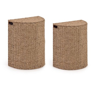 Kave Home - Nazaria Set aus 2 Wäschekörben aus Naturfasern mit natürlichen Finish 54 cm / 58 cm