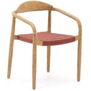 Kave Home - Nina stapelbarer Stuhl aus massivem Akazienholz und Seil in der Farbe Terrakotta FSC 100%
