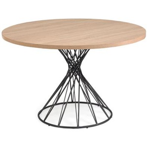 Kave Home - Niut runder Tisch aus Melamin natur und mit schwarzen Stahlbeinen Ã˜ 120 cm