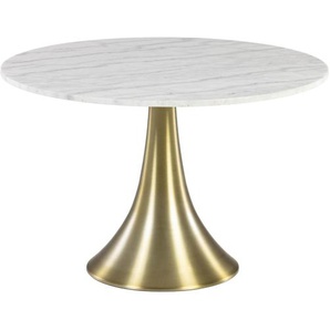 Kave Home - Oria runder Tisch aus weiÃŸem Marmor und goldenen Stahlbeinen Ã˜ 120 cm