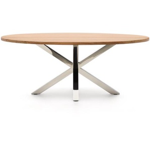 Kave Home - Ovaler Tisch Argo aus massivem Akazienholz mit Beine aus rostfreiem Stahl Ã˜ 200 x 100 cm
