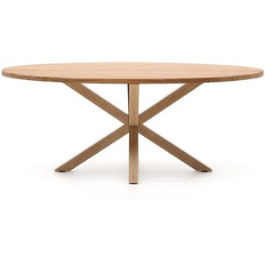 Kave Home - Ovaler Tisch Argo aus massivem Akazienholz mit Stahlbeinen in Holzoptik Ã˜ 200 x 100 cm