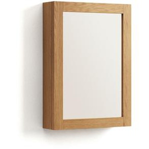 Kave Home - Plubia Badezimmerschrank mit Spiegel aus massivem Teakholz 50 x 70 cm