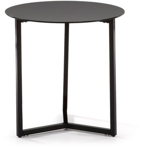 Kave Home - Raeam Beistelltisch getempertes Glas und Stahl mit schwarzem Finish Ã˜ 50 cm