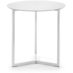 Kave Home - Raeam Beistelltisch getempertes Glas und Stahl mit weißem Finish Ø 50 cm
