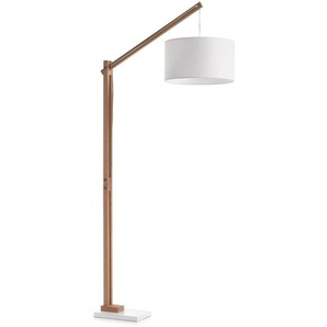 Kave Home - Stehlampe Riaz aus massiver Buche mit weißem Lampenschirm