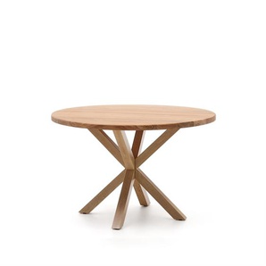 Kave Home - Runder Tisch Argo aus massivem Akazienholz und Stahlbeinen in Holzoptik Ã˜ 120 cm