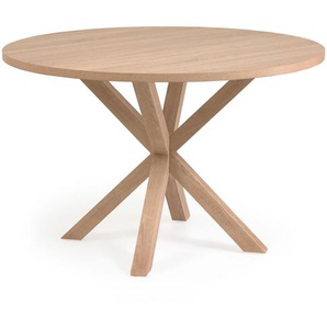 Kave Home - Runder Tisch Argo aus Melamin mit natÃ¼rlicher OberflÃ¤che und Stahlbeinen in Holzoptik Ã˜ 12
