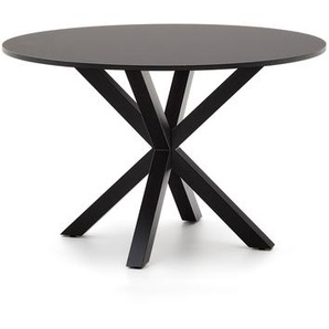 Kave Home - Runder Tisch Argo aus schwarz lackiertem MDF mit schwarz lackierten Stahlbeinen Ø 120 cm
