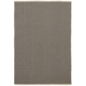 Kave Home - Satanca Teppich aus synthetischen Fasern gestreift beige und schwarz 160 x 230 cm