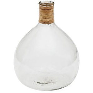 Kave Home - Serlina Vase aus Rattan und transparentem Recyclingglas 37 cm