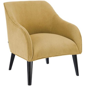 Kave Home - Sessel Bobly Cord senffarben Beine mit Wenge-Finish