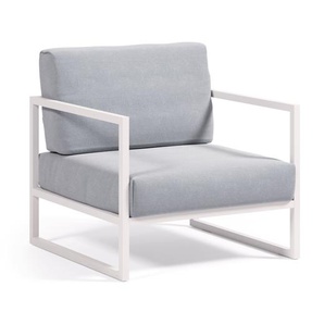 Kave Home - Sessel Comova 100% outdoor blau und Aluminium weiß