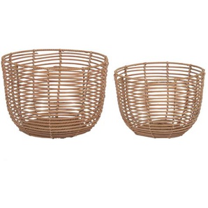 Kave Home - Set Dalina aus 2 runden Körben 100% Rattan mit natürlichem Finish