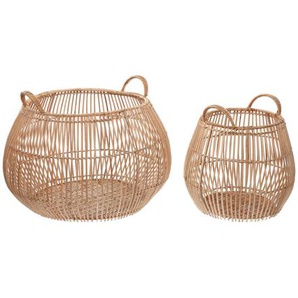 Kave Home - Set Daya aus 2 Körben 100% Rattan mit natürlichem Finish
