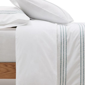 Kave Home - Set Saigan Bezüge für Bettdecke und Kopfkissen 100% Baumwollperkal 180 weiß Stickerei für