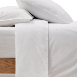 Kave Home - Set Sontag Bezüge für Bettdecke und Kopfkissen Baumwollperkal weiß Stickerei für Bett von