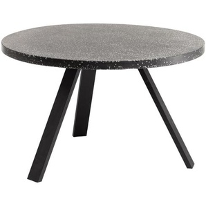 Kave Home - Shanelle runder Tisch aus schwarzem Terrazzo und schwarzen Stahlbeinen Ø 120 cm