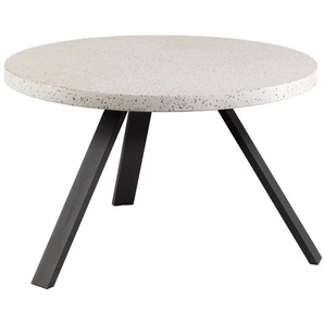 Kave Home - Shanelle runder Tisch aus weißem Terrazzo und schwarzen Stahlbeinen Ø 120 cm