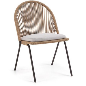 Kave Home - Shann stapelbarer Stuhl aus Seil in Beige und verzinktem Stahl