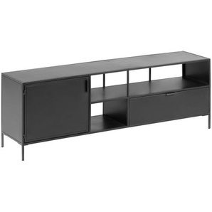 Kave Home - Shantay TV-Schrank 1 Türe und 1 Schublade aus Metall mit schwarzem Finish 150 x 50 cm
