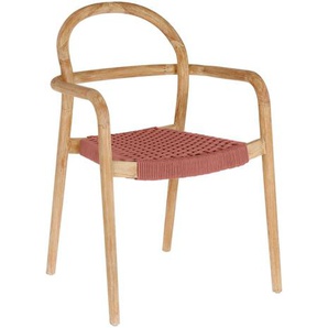 Kave Home - Sheryl stapelbarer Stuhl aus massivem Eukalyptusholz und Seil in Terrakotta FSC 100%