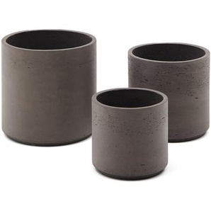 Kave Home - Sintina 3er Set BlumentÃ¶pfe aus Zement und Glasfaser grau Ã˜ 23 cm / Ã˜ 27,5 cm / 32 cm