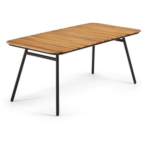 Kave Home - Soumaya Tisch 180 x 90 cm aus massivem Akazienholz und schwarzen Stahlbeinen FSC 100%