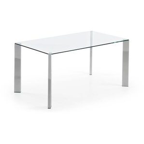 Kave Home - Spot Tisch aus Glas mit verchromten Stahlbeinen 162 x 92 cm