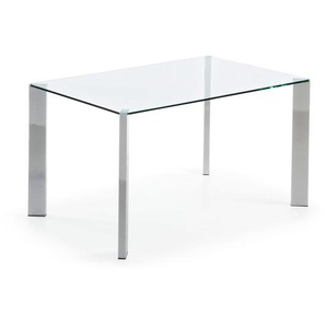 Kave Home - Spot Tisch aus Glas und Stahlbeinen verchromt 142 x 92 cm
