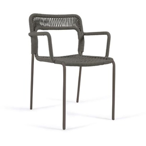 Kave Home - Stapelbarer Stuhl Cailin aus grÃ¼nem Seil und Beinen aus verzinktem Stahl dunkelgrÃ¼n lackie