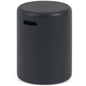Kave Home - Taimi Outdoor Hocker aus Zement mit schwarzem Finish Ø 35 cm