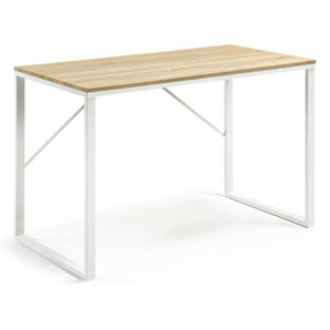 Kave Home - Talbot Schreibtisch aus Melamin natur und Stahlbeinen mit weißem Finish 120 x 60 cm