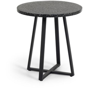 Kave Home - Tella runder Tisch Terrazzo schwarz und Stahlbeine Ø 70 cm