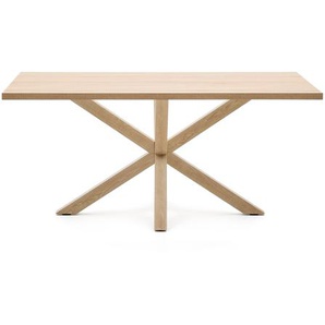 Kave Home - Tisch Argo aus Melamin mit natÃ¼rlicher OberflÃ¤che und Beinen aus Stahl in Holzoptik, 160 x