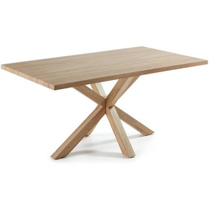 Kave Home - Tisch Argo aus Melamin mit natÃ¼rlicher OberflÃ¤che und Beinen aus Stahl in Holzoptik, 180 x