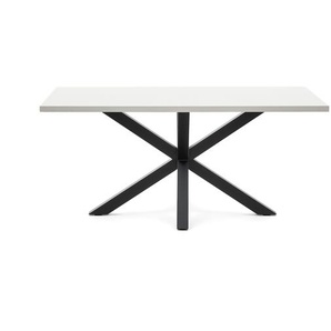 Kave Home - Tisch Argo aus Melamin mit weiÃŸer OberflÃ¤che und Stahlbeinen mit schwarzem Finish, 160 x 1