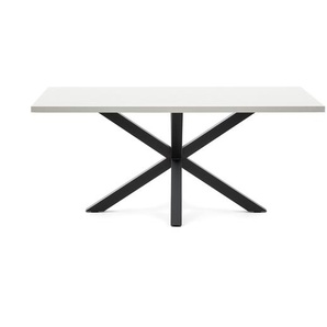 Kave Home - Tisch Argo aus Melamin mit weiÃŸer OberflÃ¤che und Stahlbeinen mit schwarzem Finish, 180 x 1