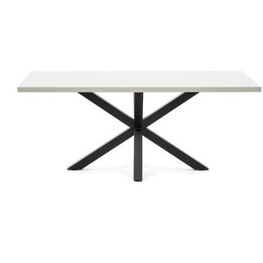 Kave Home - Tisch Argo aus Melamin mit weiÃŸer OberflÃ¤che und Stahlbeinen mit schwarzem Finish, 200 x 1
