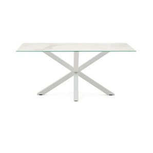 Kave Home - Tisch Argo aus weiÃŸem Kalos-Porzellan und Stahlbeinen mit weiÃŸer OberflÃ¤che 160 x 90 cm