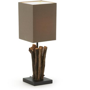 Kave Home - Tischlampe Antares aus Tropenholz und Kautschuk