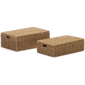 Kave Home - Tossa Set aus 2 Kisten mit Deckel aus Naturfasern 57 x 36 cm / 60 x 40 cm