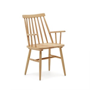 Kave Home - Tressia Stuhl mit Armlehnen DM und massives Kautschukholz lackiert natur