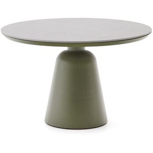 Kave Home - Tudons Outdoor-Tisch aus Aluminium mit grÃ¼ner Keramikplatte Ã˜ 120 cm