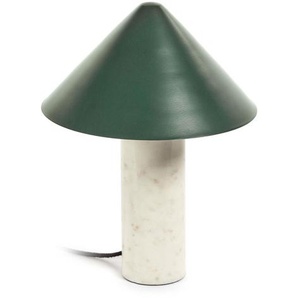 Kave Home - Valentine Tischlampe aus weiÃŸem Marmor und Metall mit grÃ¼nem Finish